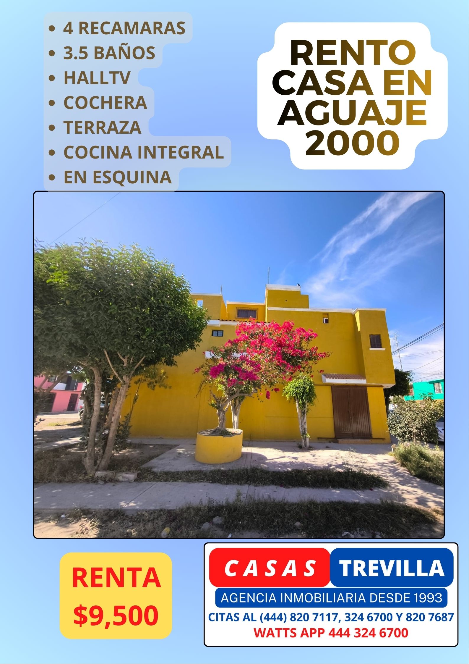 Rentó casa grande en esquina